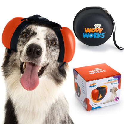 dog goggles and earmuffs WoofWorks Dog Hearing Protection (Red)